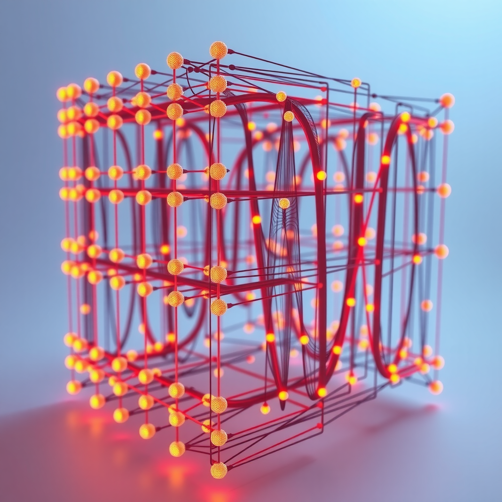 Визуализация архитектуры нейронной сети для кредитной оценки с множественными слоями обработки данных, показывающая входные узлы с финансовыми данными, скрытые слои с активационными функциями и выходной слой с кредитным скорингом