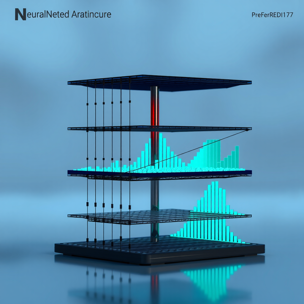 Архитектура нейронной сети для метода градиента политики: входной слой с рыночными данными, скрытые слои, выходной слой с распределением вероятностей действий