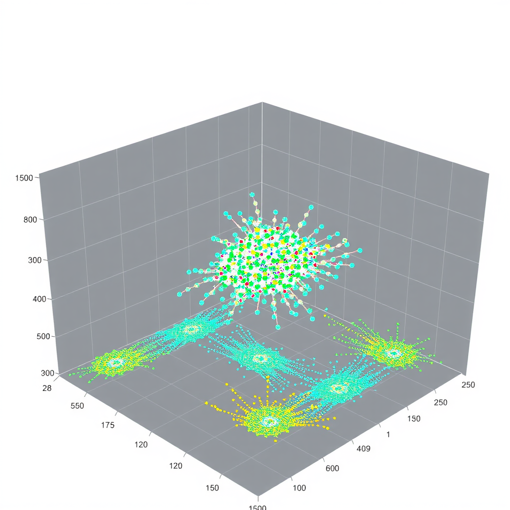 Визуализация кластеризации транзакций методом DBSCAN в двумерном пространстве признаков, показывающая плотные кластеры нормальных операций и изолированные точки аномальных транзакций