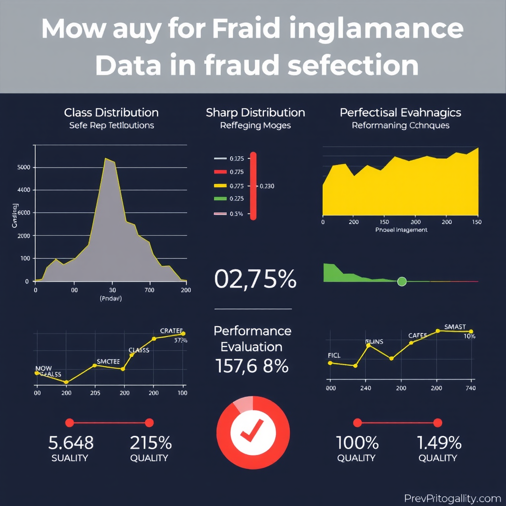 Визуализация методов работы с несбалансированными данными в обнаружении мошенничества, показывающая распределение классов, техники передискретизации и метрики оценки производительности